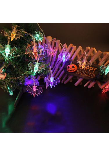 Shineyee Halloween Bat Led Işık Zinciri 6m 40led Renkli, Sürekli Ve Parıltı Modu, Batarya İle Çalışır Batarya Dahil Değil