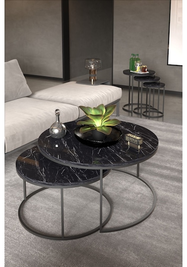 Orta Sehpa Ve Zigon Sehpa Set İkili Lüx C Zigon Bendir