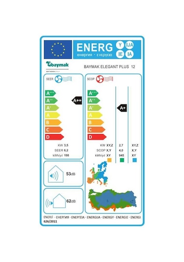 Baymak Elegant Plus 12 A++ 12.000 BTU Inverter Duvar Tipi Klima
