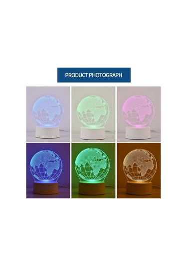 3d Dünya Küresi Amerika Globus Optik İllüzyon Gece Lambası 7 Renk Değiştiren Dokunmatik Anahtar Usb İle Çalışan Led Yatak Odası Dekorasyon Masa Lambası Tatil B İçin Çok Renkli