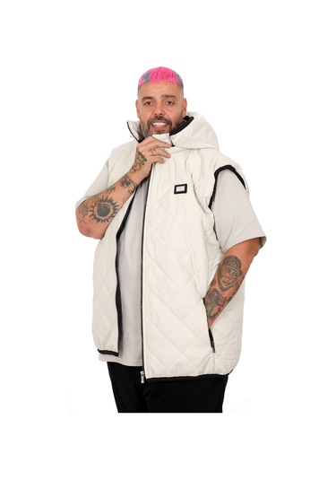 Mode Xl Battal Beden Erkek Kapitone Yelek 25709 Siyah