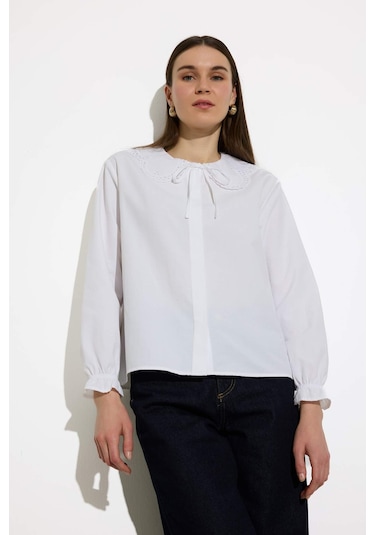 DeFacto Regular Fit Poplin Uzun Kollu Gömlek Tunik E4355AX25SPWT84