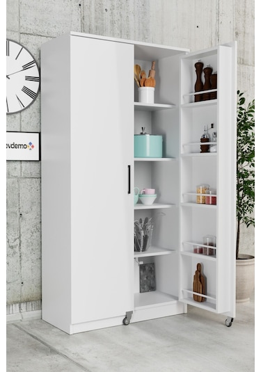 Evdemo Eva 2 Kapaklı Erzak Kiler Dolabı Beyaz