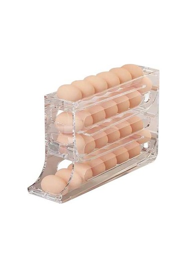 Ulzyvf Buzdolabı İçin 30 Yumurtalık Otomatik Dönen Katlı Yumurta Saklama Kutusu - Şeffaf Abs Şeffaf