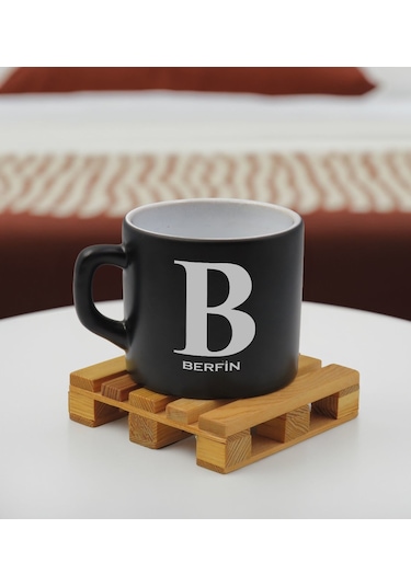 Bk Gift Kişiye Özel İsimli Siyah Renkli Middle Çay & Kahve Fincanı-3, Arkadaşa Hediye, Sevgiliye Hediye, Doğum Günü Hediyesi Kobitmeyencom32520 Bk Gif