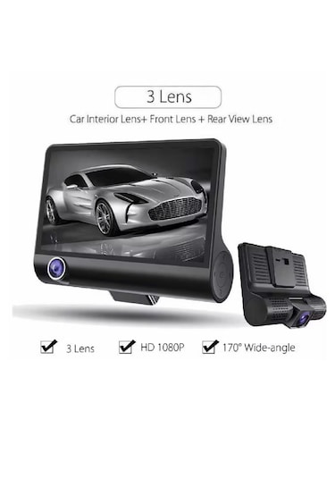 1080p Full Hd Araç Içi Kamera Ön Arka Ve Iç Kayıt 3 Kamera Gece Görüşlü G Sensör Geniş Açı