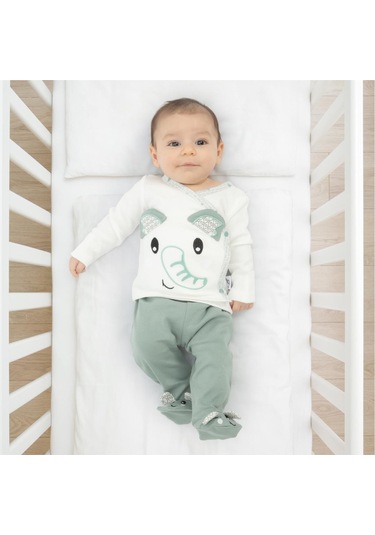 Gezenbebe Hero Bebekler İçin Nakışlı Zıbın Ve Patikli Pantolon Set 6-9 Ay