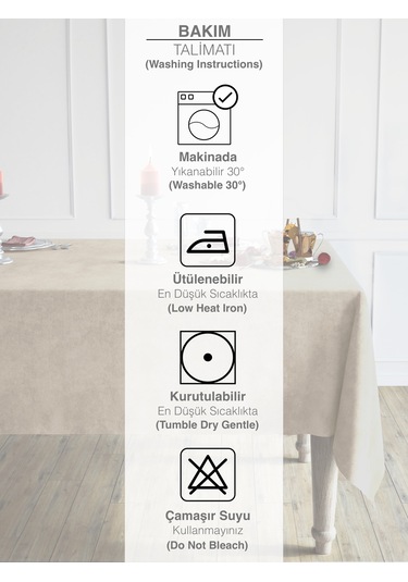 Daily Series Kadife Dokulu Sahra Beji Masa Örtüsü Sahra Beji