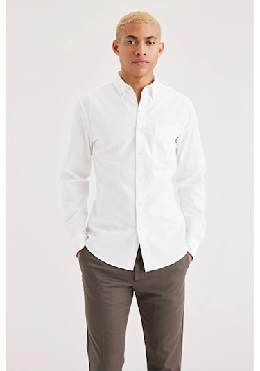 Dockers T3 Oxford Slım Lucent Whıte Erkek Siyah Gömlek - A8816