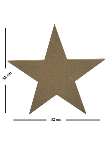 Boyanabilir Ahşap Mdf Yıldız Temalı 5 Li Dekoratif Obje - Süs