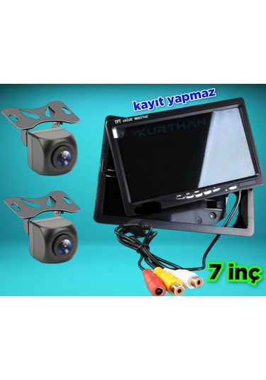 7'' Ekran + 2 Adet 170'' Geniş Açılı Kamera Set Kayıt Yapmaz 12v