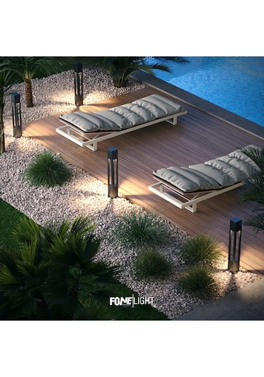 Fonelight Aka Bahçe Aydınlatması Bollard Antrasit 60 Cm Antrasit