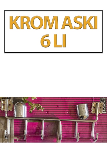 Krom 6 Lı Duvar Askısı 30 Cm Banyo Mutfak Elbise Havlu Askılığı Gümüş