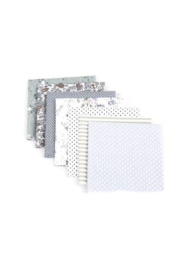 Fosenze El İşi İçin 7 Parça Pamuklu Kumaş Seti - Dıy Çanta, Yastık Kılıfı, Masa Örtüsü Yapımı Gri