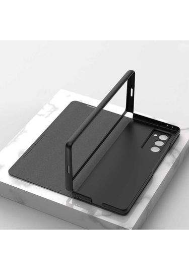 Galaxy Z Fold 2 Kılıf Zore Droga Kılıf Siyah-Beyaz
