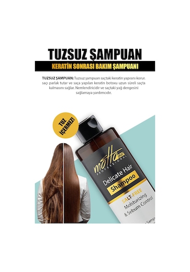 Motto Plus Professional Düzleştirici Köpük Keratin Botox Ve Tuzsuz Şampuan 2'li Saç Bakım Seti