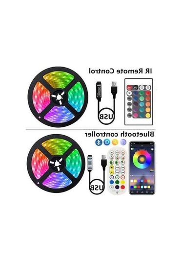 Novahub Usb Bluetooth Rgb Led Şerit Işıklar 1-8m, 5v, Esnek, Tv Masaüstü Ekran Arka Işık, 24key Uzaktan Kumanda, Ev İçin Led Bant Fita Çok Renkli