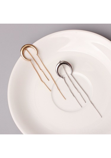 Samdoo Elegant Kadınlar İçin Aydıncı Yaylı Uzun Tüy Makyajlı Gümüş Altın Alloy Küpe - Moda Aksesuarı Diğer