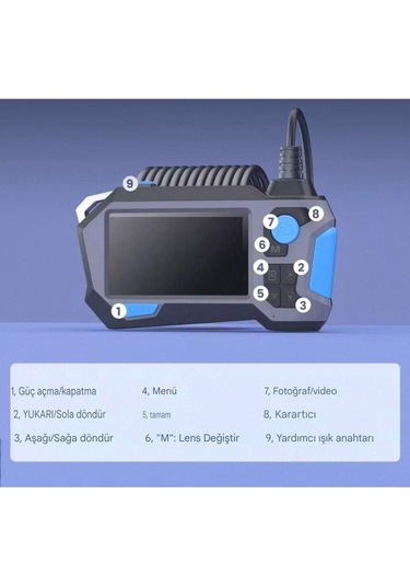 360 Motorlu Ekranlı Çift Lensli 5 Metre Yılan Kamera Tf Kart Girişlidir -130000