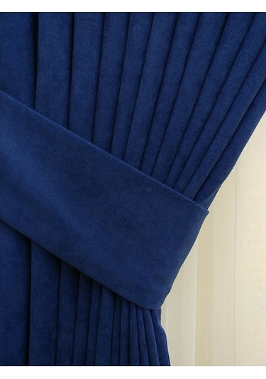 Evdepo Home Parlament Petek Fon Perde Tek Kanat Lacivert