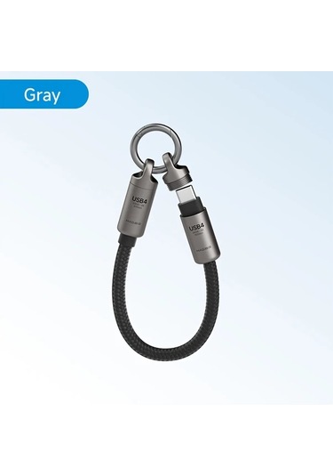 Honeybeeshop Hagibis Gri Usb4 Veri Kablosu Anahtarlik Askisi Usb C Usb C Sarj 80gbps 15cm