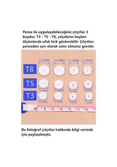 Plastik Çıtçıt Basma Pensesi T3 - T5 - T8 Plastik Çıtçıt Pensesi