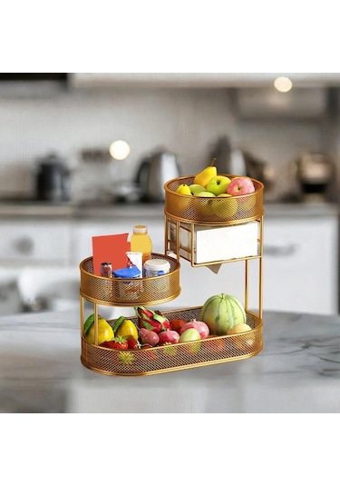 Homyl Meyve Sepet Tepsisi Ekmek Sepeti Sebze Rafı Sebzesi Soğan Altın