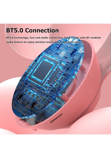 Mor Renkli Bluetooth 5.0 Işıyan Kedi Kulaklıkları