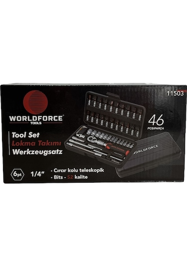 Worldforce 46 Parça S-Ultra 1/4" Uzatmalı Cırcır Lokma Takımı
