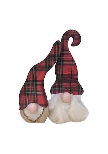Gnome, Burnuk, Sakallı Kafadar Ekoseli Ahşap Dekor