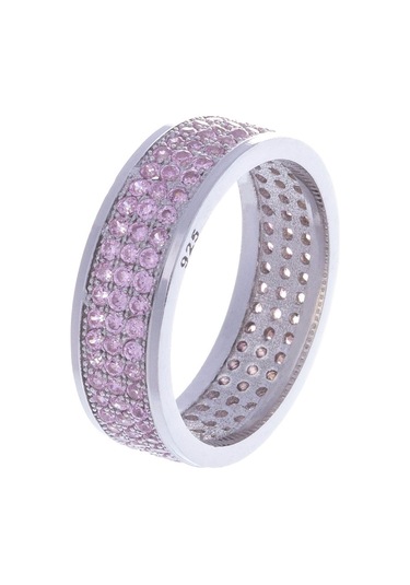 Nagiss 3 Sıra Tamtur Pembe Zirkon Taşlı 925 Ayar Gümüş Kadın Yüzük
