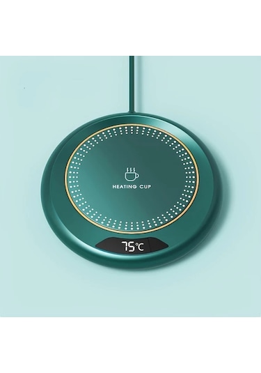 Xuweiwei Yeşil Akıllı Isıtmalı Bardak Altlığı 3 Sıcaklık Ayarlı Usb Şarjlı Ev Ofis Termal