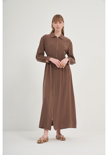 Ftz Modal Elbise Kahve 31033 Kahve