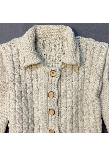 Uretti - Kadir 7704 - El Örgüsü Unisex Çocuk Yün Hırka - 8 / 10 Yaş Bej