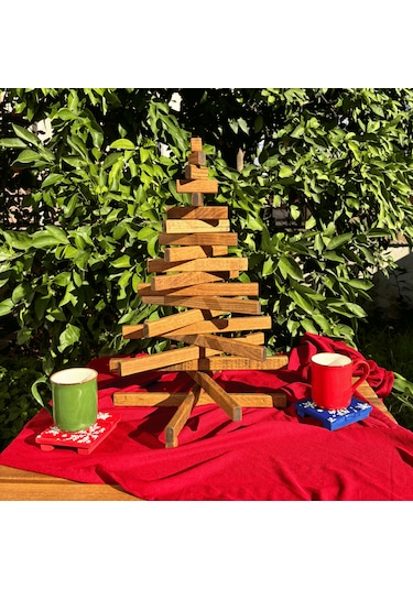 Leftover Ahşap Yılbaşı Ağacı - 54cm Kahverengi