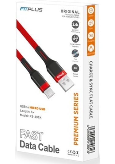 Fitplus Premium Ps-301 Micro Usb Data/Şarj Kablosu 2.4A 1Mt (521351199)