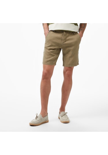 Nautica Erkek Yeşil Slim Fit Keten Şort 026 B35214t Yeşil