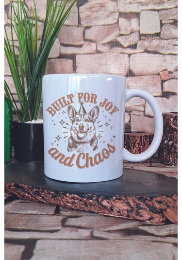 Built For Joy And Chaos Yazılı Komik Köpek Hediyelik Baskılı Çay Kahve Sunum Kupa Bardak Beyaz