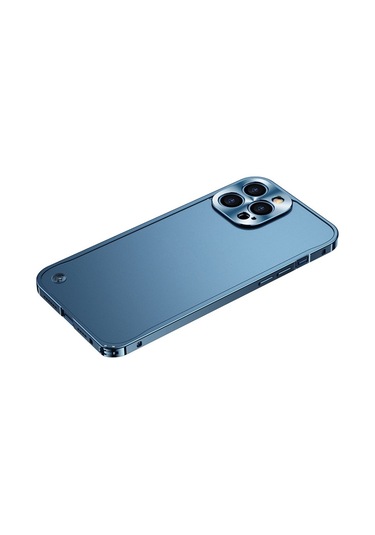 Apple Uyumlu  iPhone 12 Pro Max Metal Çerçeveli Buzlu Kılıf