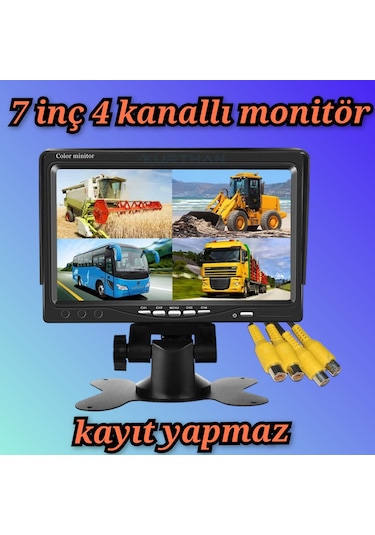 7 İnç Hybrid Monitör 4 Kanallı - Kamerasız Kayıt Yapmaz 12-24...