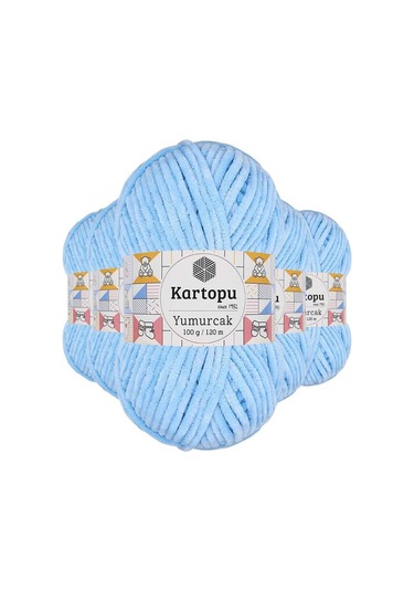 5 Adet Yumurcak Kadife El Örgü İpi Mavi K540