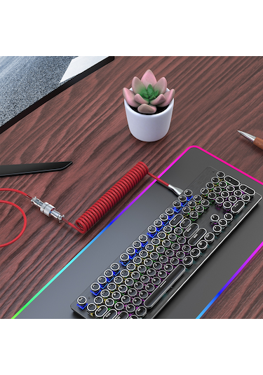 Geeksen Hxsj H-1 Mekanik Klavye İçin Tip-c'den Usb'ye Esnek Nylon Örgülü Kablo, Çoklu Renk Seçeneği