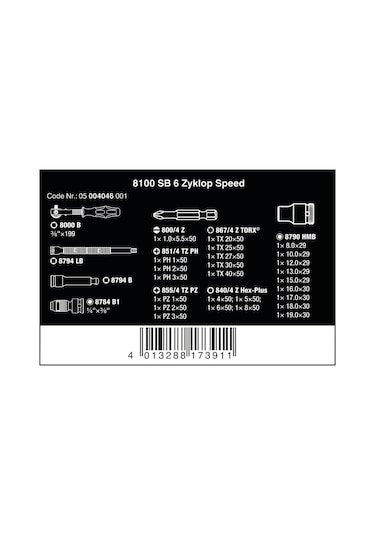 Wera 8100 SB 6 Cırcır Zyklop Karma Set 3/8" 05004046001