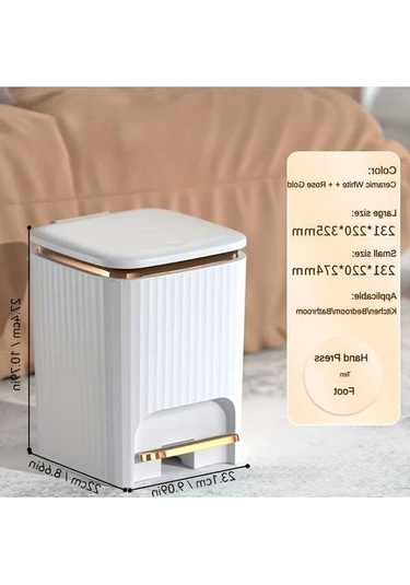 Fastbuy Challenger 2025 Yeni Model Beyaz Orta Boy Koku Kapalı Ayak Pedalli Çöp Kutusu Beyaz