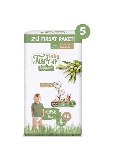 Baby Turco Doğadan 2'li Ultra Fırsat Paketi Külot Bez 6 Numara Xlarge 230 Adet
