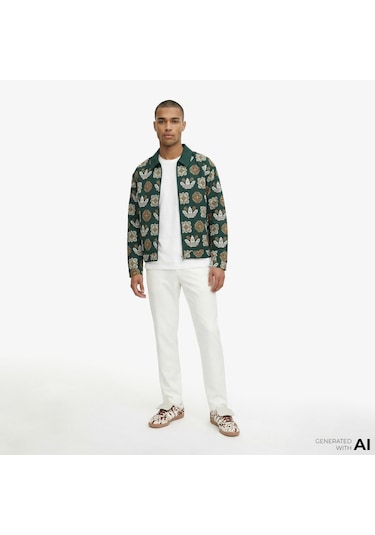 Adidas Monogram Allover Print Loose Yeşil Ceket Jy2997