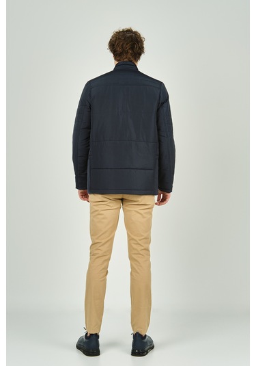 Lucas Erkek Fermuar Ve Çıtçıt Kapamalı Hakim Yaka Kaban 4785 Lacivert Lacivert