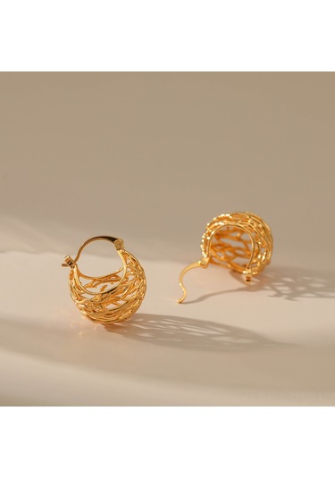 Samdoo 18k Altın Küçük Kafes Desenli Minimalist Küpe - Modern Geometrik Tasarım, Unik Stili Ve Dayanıklılık İle Her Zaman Mükemmel Diğer