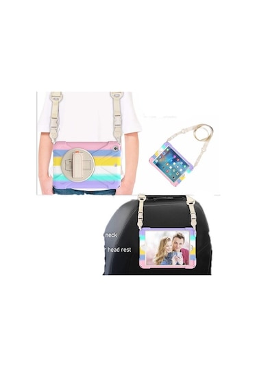 Apple Uyumlu iPad Air 1 9.7" Kılıf Renkli Strap Zırh Case A1474 A1475 A1