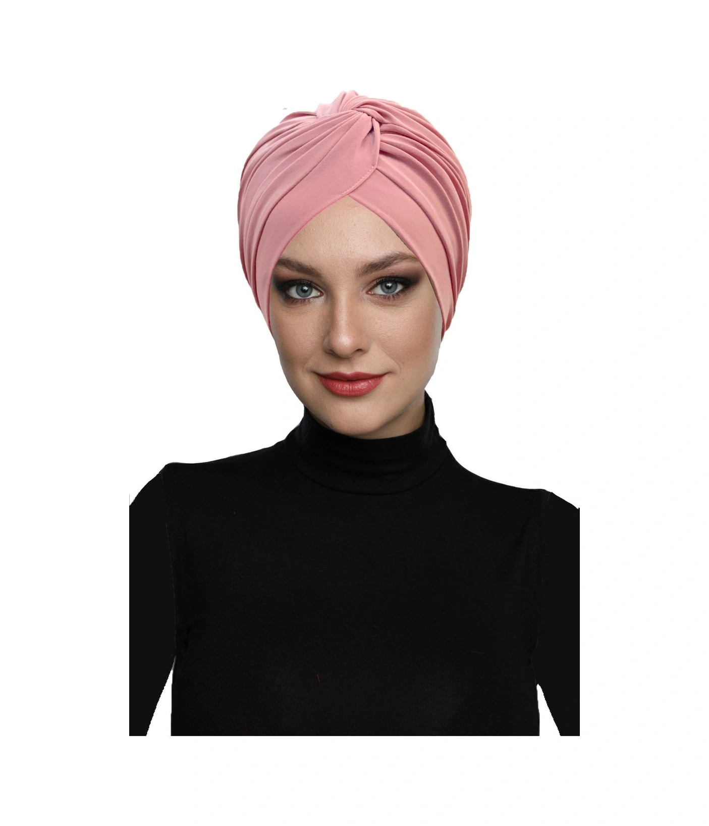 Çapraz Kancalı Pudra Hazır Türban Tesettür Dış Ve Havuz Bonesi Pudra